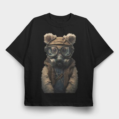 Gas Mask Teddy, Tricou Oversize Barbati (Unisex)