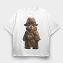 Detective Teddy, Tricou Oversize Barbati (Unisex)