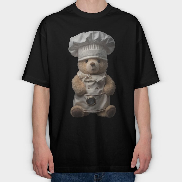 Chef Teddy Bear, Tricou Oversize Barbati (Unisex)