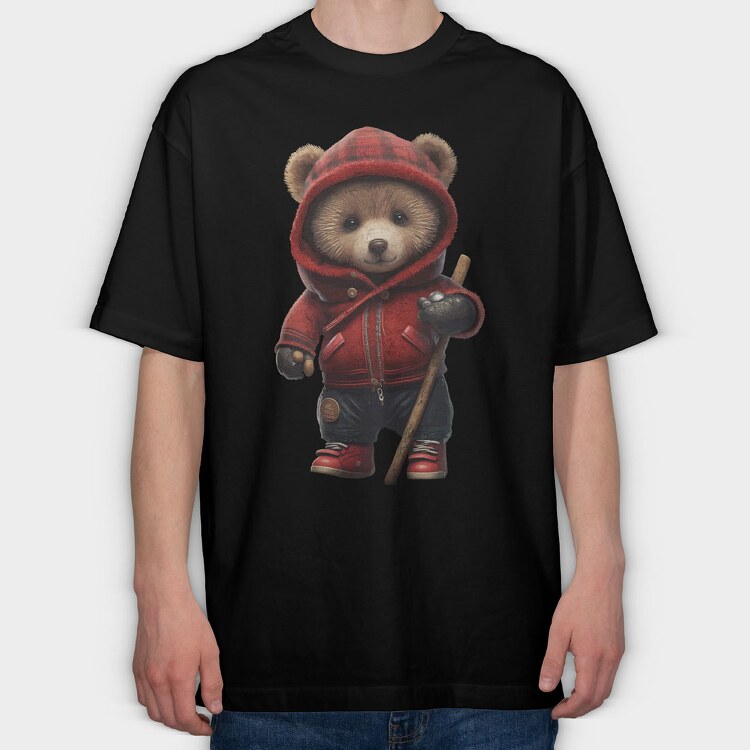 Teddy Bear Stick, Tricou Oversize Barbati (Unisex)