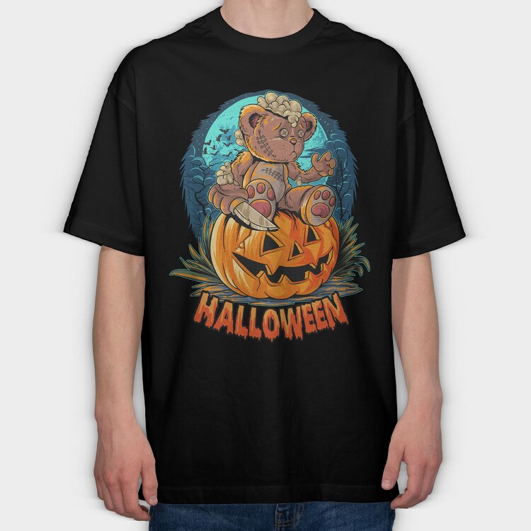 Halloween Teddy Bear, Tricou Oversize Barbati (Unisex)