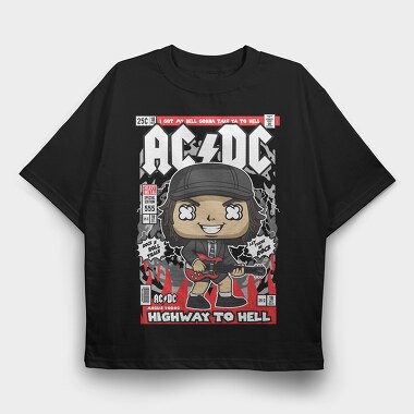 Angus Young ACDC, Tricou Oversize Barbati (Unisex)