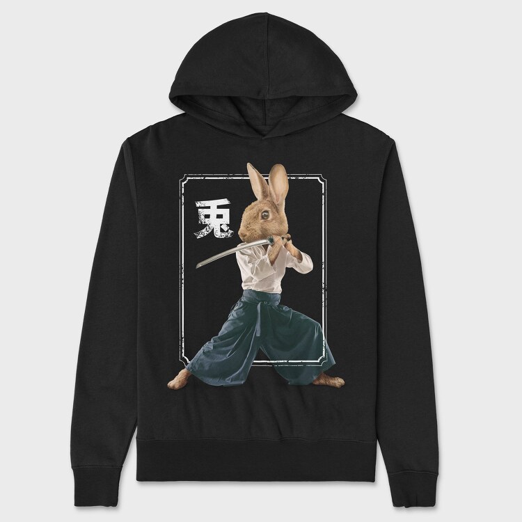 Rabbit Ninja, Hanorac Oversize Barbati (Unisex)