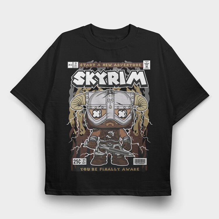Skyrim, Tricou Oversize Barbati (Unisex)