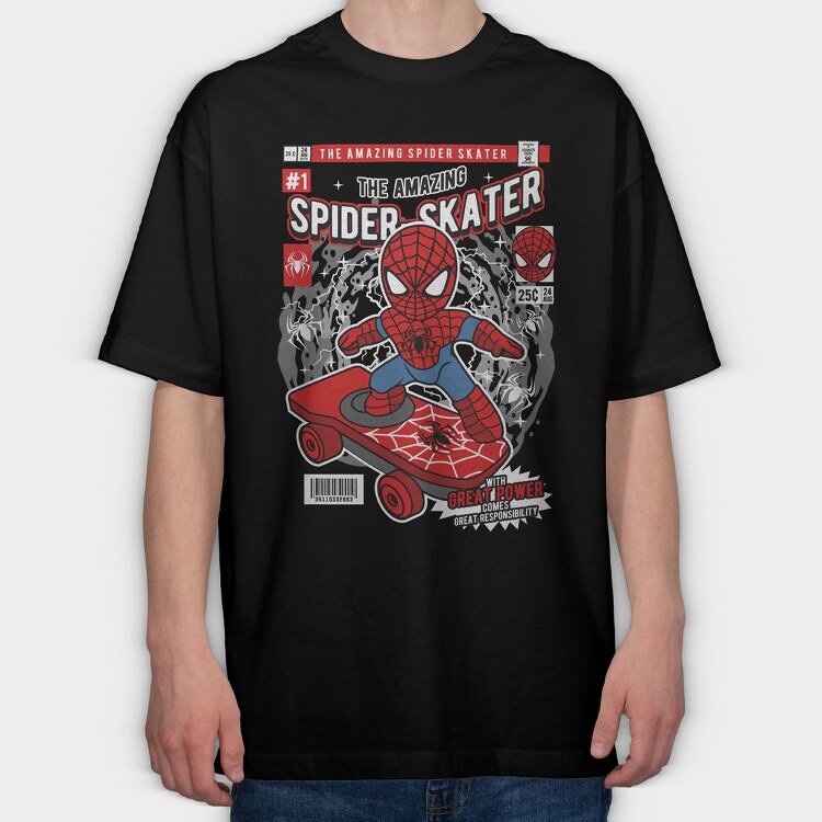 Spiderman Skateboard, Tricou Oversize Barbati (Unisex)