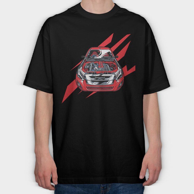 Motor Detail Red Car, Tricou Oversize Barbati (Unisex)