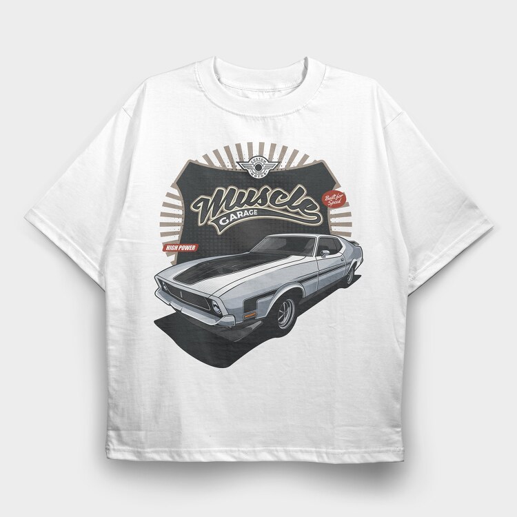 1972 Ford Mustang Mach 1 Fastback, Tricou Oversize Barbati (Unisex)