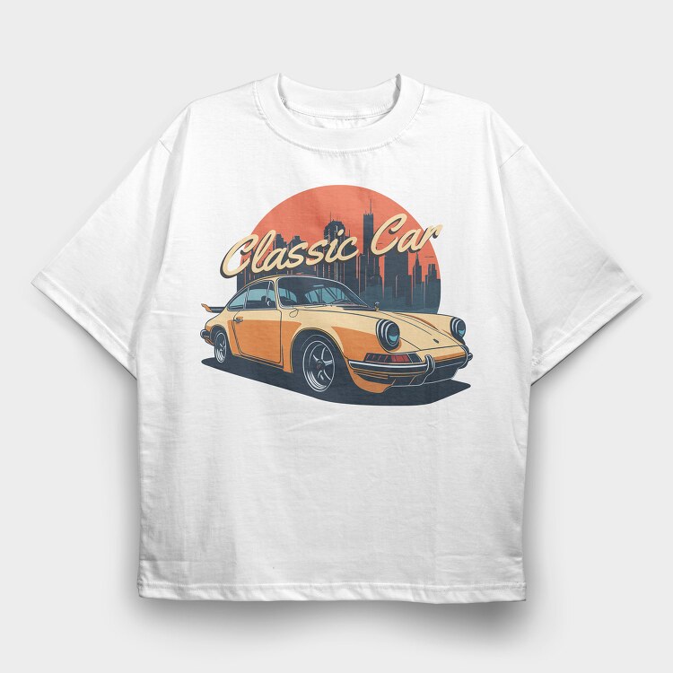 Classic Car Porsche, Tricou Oversize Barbati (Unisex)