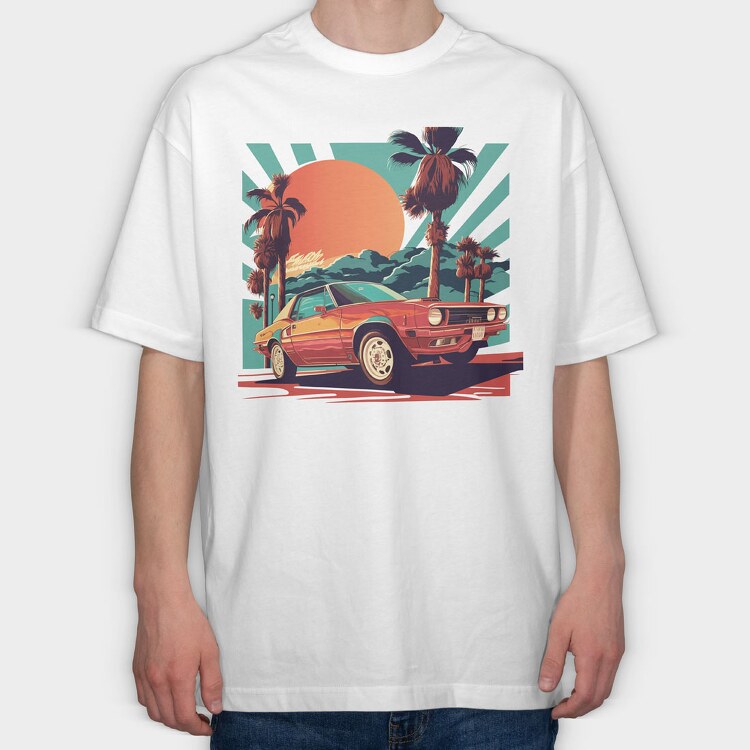 Classic Car Convertible With Scenic, Tricou Oversize Barbati (Unisex)