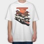Classic Car Sunset Mountains, Tricou Oversize Barbati (Unisex)