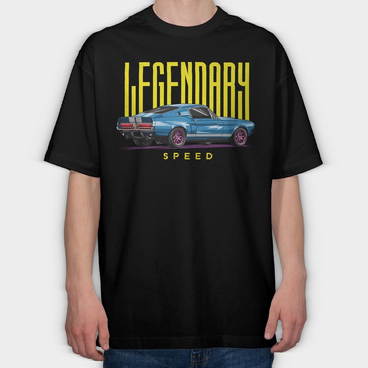 Legendary Speed Mustang, Tricou Oversize Barbati (Unisex)