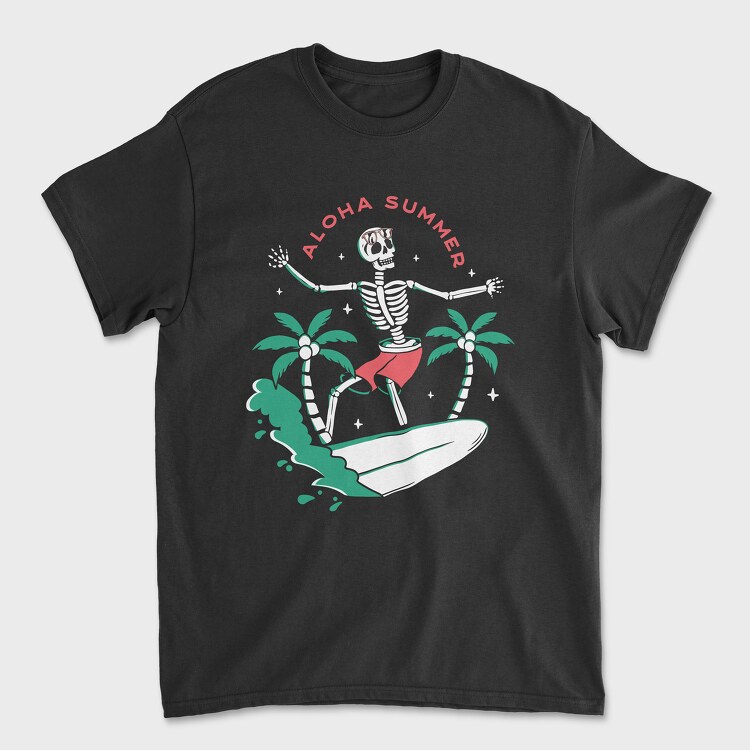 Aloha Summer Skeleton, Tricou Barbati (Unisex)