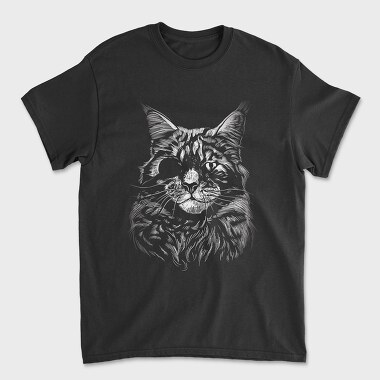 Cat Eyepatch Portrait, Tricou Barbati (Unisex)