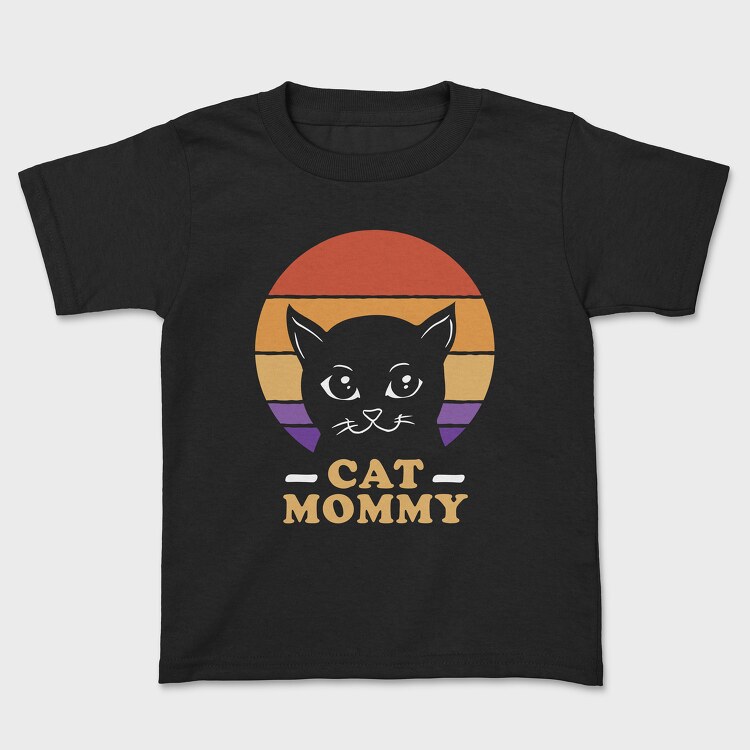 Cat Mommy Retro Sunset, Tricou Copii