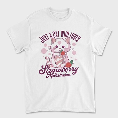 Cat Strawberry Milkshake, Tricou Barbati (Unisex)