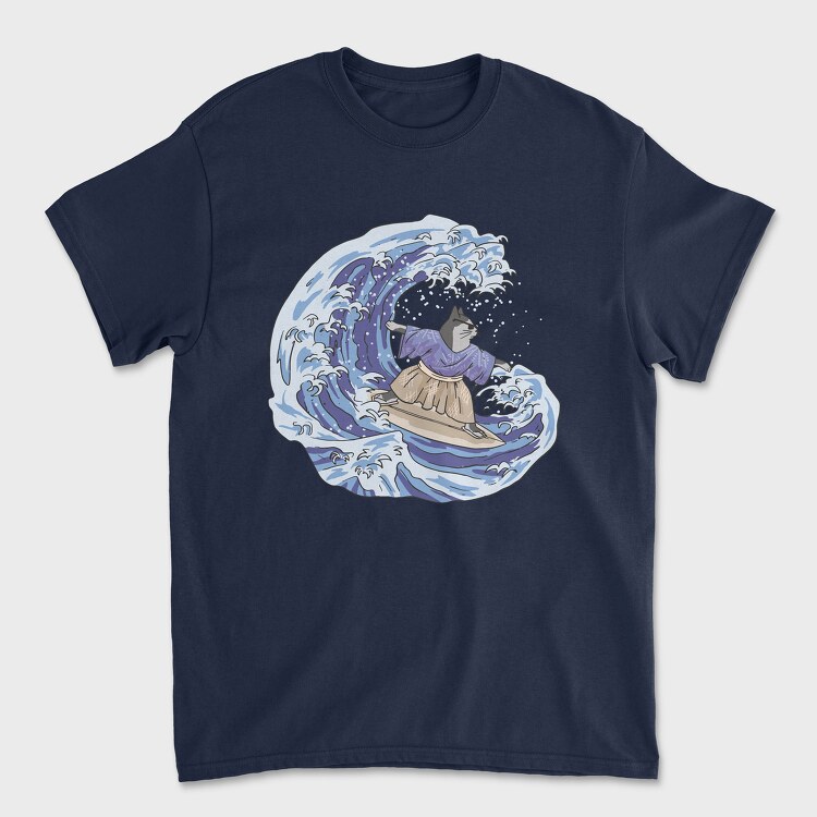 Cat Surfing Japanese Wave, Tricou Barbati (Unisex)