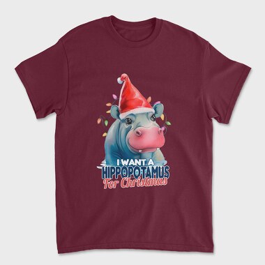 Hippo Watercolor Christmas, Tricou Barbati (Unisex)