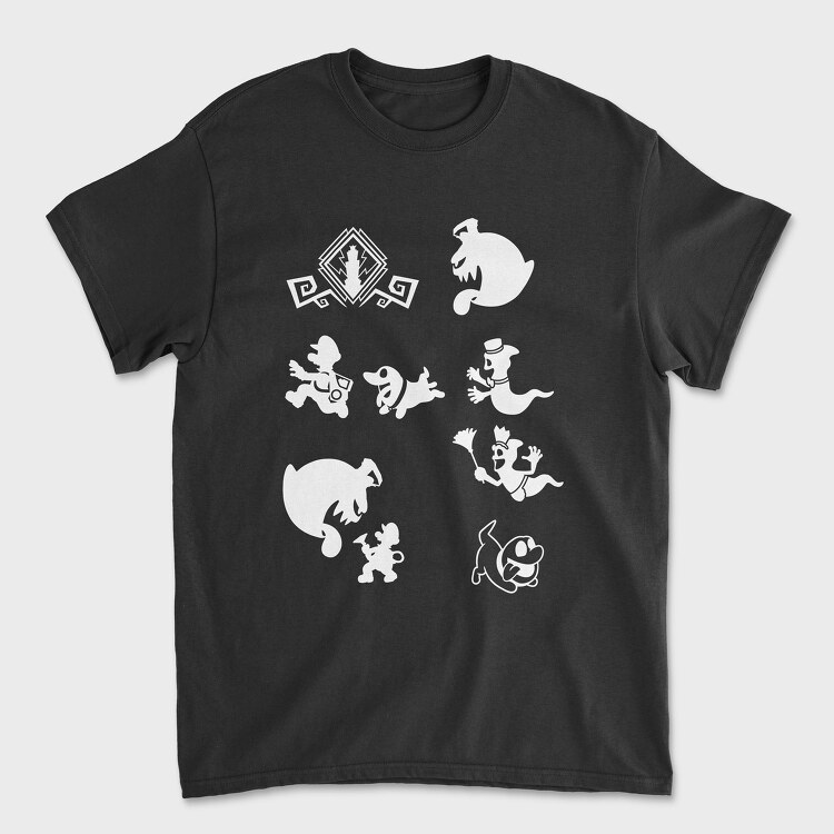 Luigis Mansion Stencil Silhouette, Tricou Barbati (Unisex)