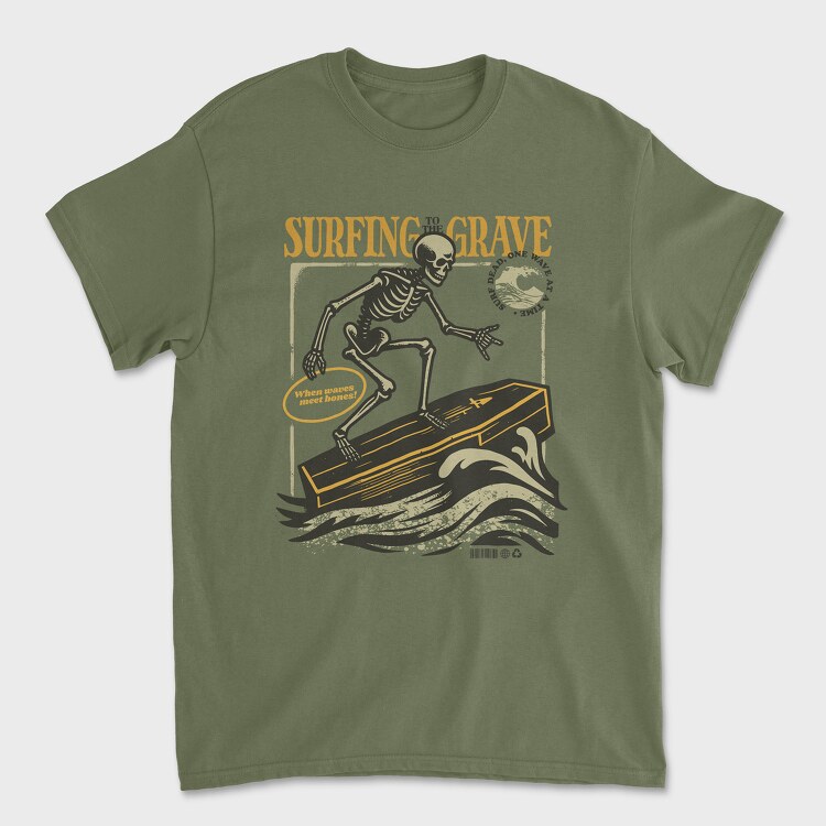 Surfing Grave Skeleton, Tricou Barbati (Unisex)