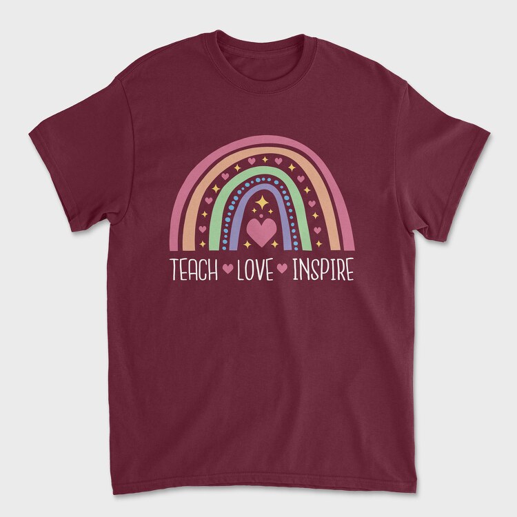 Teach Love Inspire Rainbow, Tricou Barbati (Unisex)