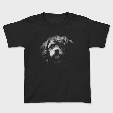 Cavapoo Dog Monochrome, Tricou Copii