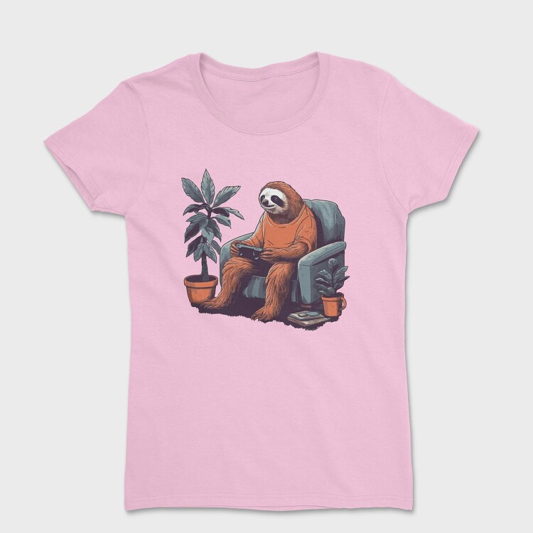 Chill Sloth Playing Video Games, Tricou Femei