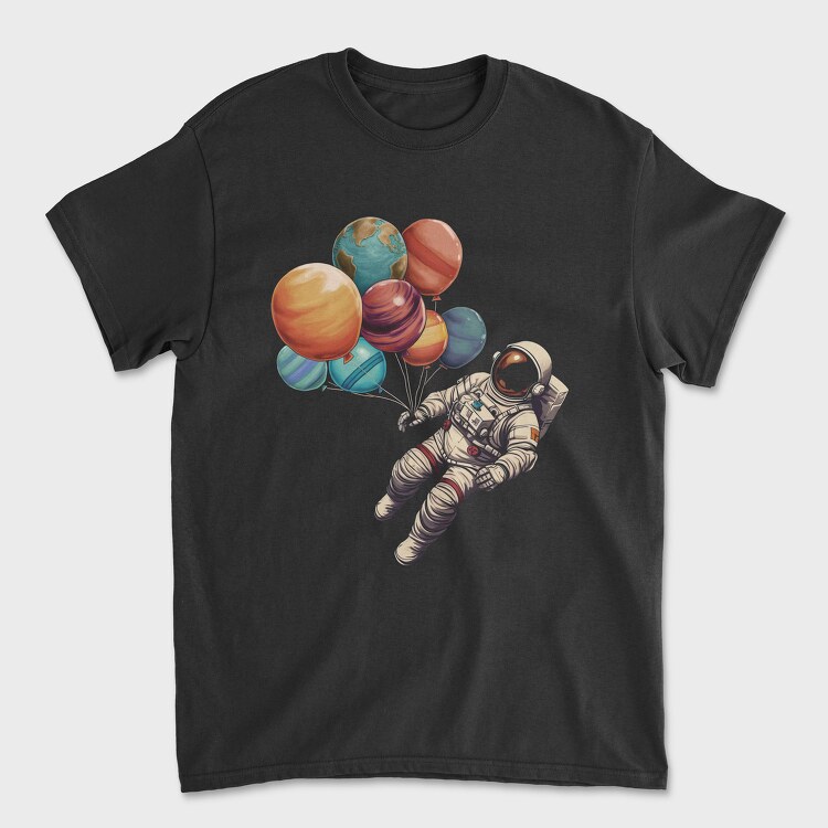 Astronaut Baloons Planets, Tricou Barbati (Unisex)