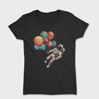 Astronaut Baloons Planets, Tricou Femei