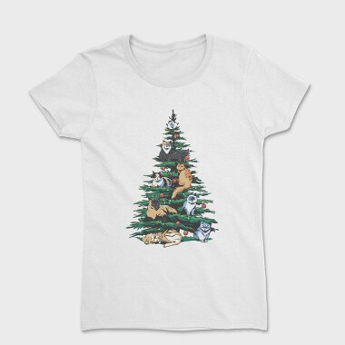 Christmas Tree Cats Realistic, Tricou Femei