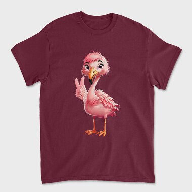 Flamingo Victory Sign, Tricou Barbati (Unisex)