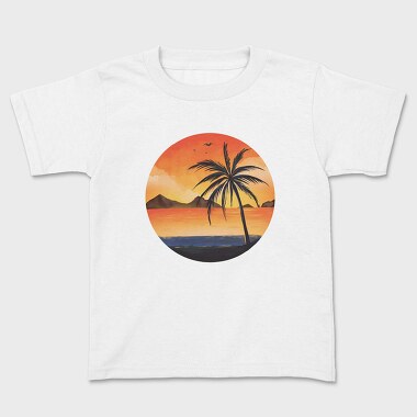 Beach Sunset Palm, Tricou Copii