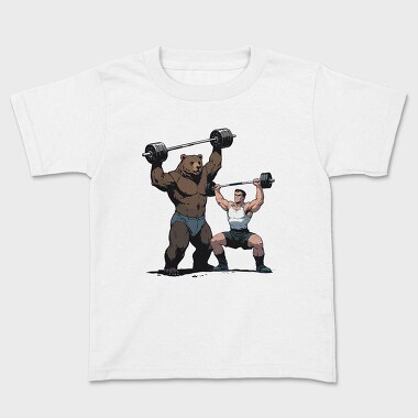 Bear and Man Lifting Weights, Tricou Copii