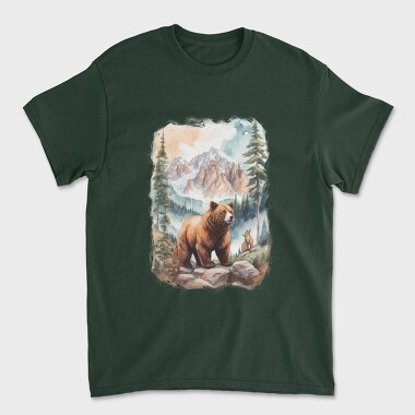 Bear Watercolor Forest, Tricou Barbati (Unisex)