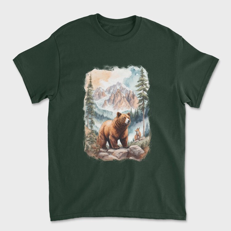 Bear Watercolor Forest, Tricou Barbati (Unisex)