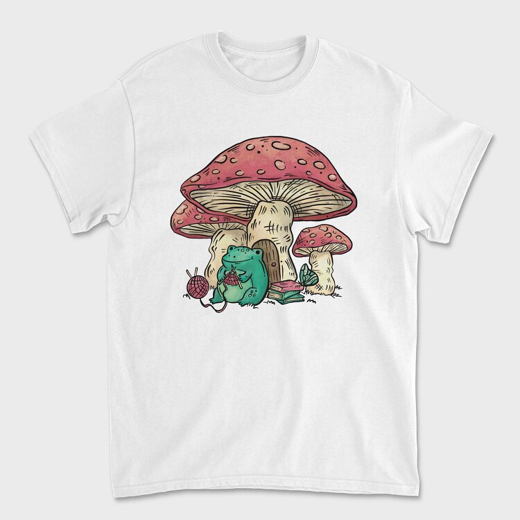 Frog Knitting Mushroom House, Tricou Barbati (Unisex)