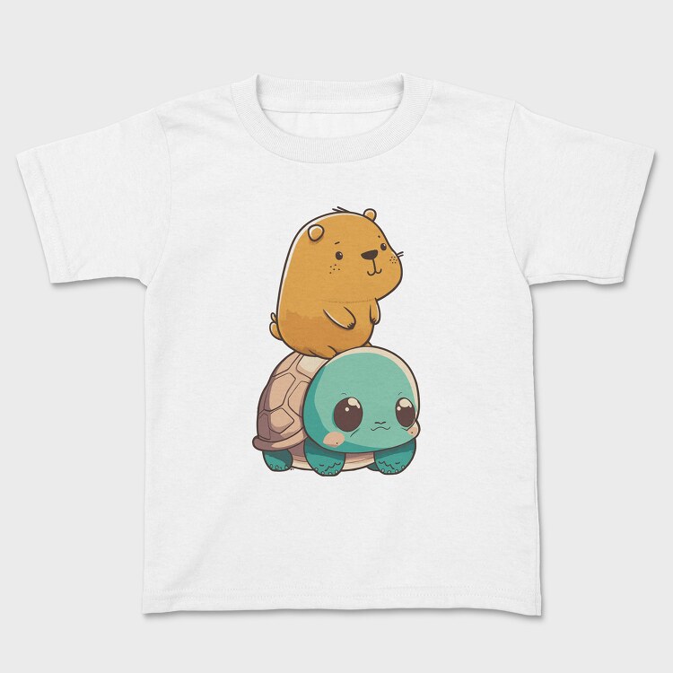 Kawaii Capybara and Turtle, Tricou Copii