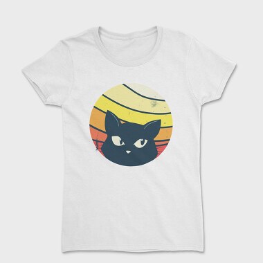 Black Cat Sunset Retro, Tricou Femei