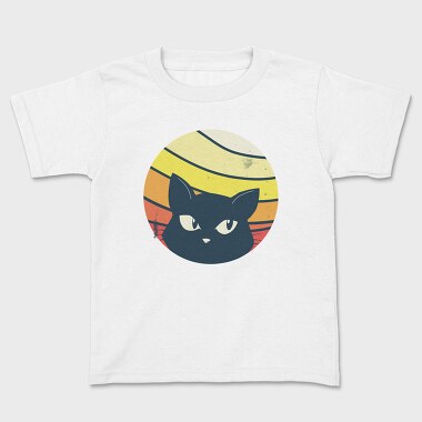 Black Cat Sunset Retro, Tricou Copii