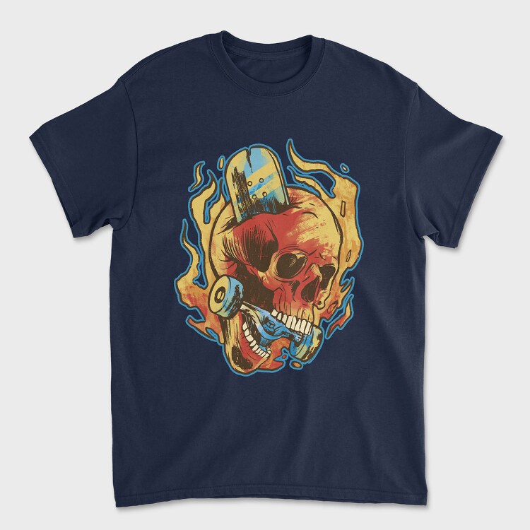 Skull Skater in Fire, Tricou Barbati (Unisex)