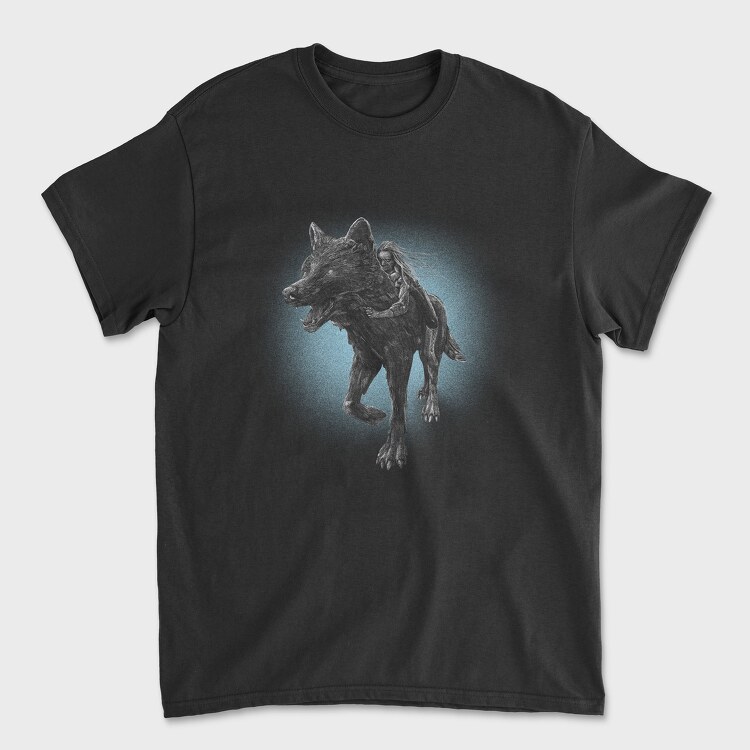 Girl Riding Wolf, Tricou Barbati (Unisex)