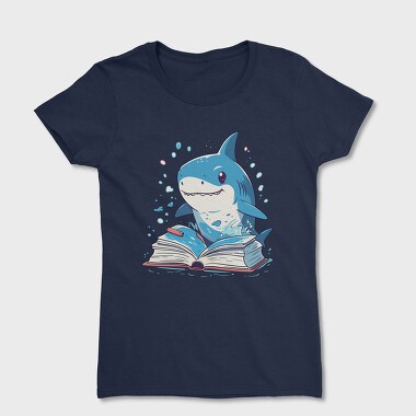 Cute Shark Reading, Tricou Femei