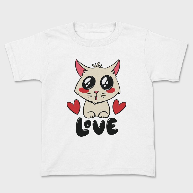 Love Cute Cat, Tricou Copii