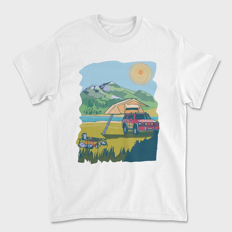 Camping on the Lake Landscape, Tricou Barbati (Unisex)