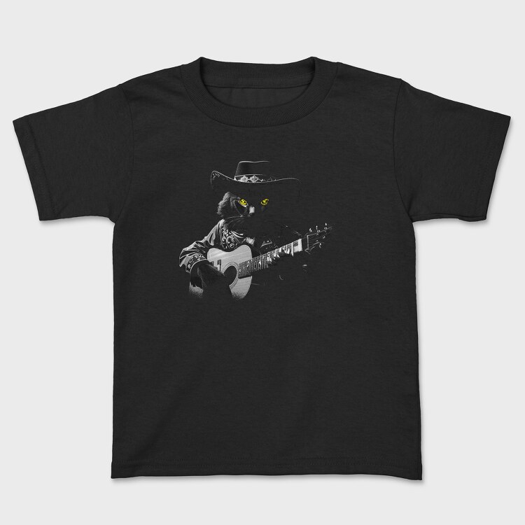 Guitar Cat Monochrome, Tricou Copii