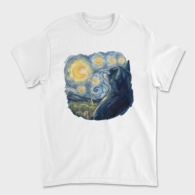 Starry Night Cat, Tricou Barbati (Unisex)