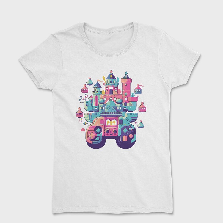 Castle Made Up With Gaming Controllers, Tricou Femei