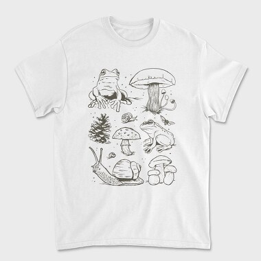 Handrawn Frogs Mushrooms, Tricou Barbati (Unisex)