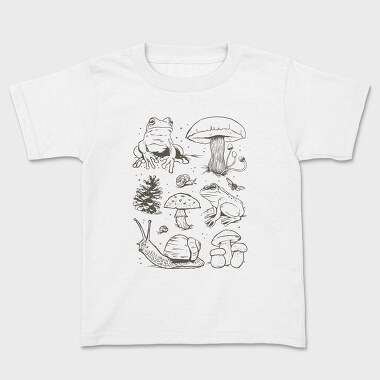 Handrawn Frogs Mushrooms, Tricou Copii