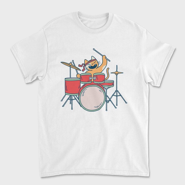 Cat Drummer, Tricou Barbati (Unisex)