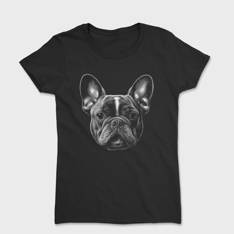 Bulldog Portrait Monochrome, Tricou Femei